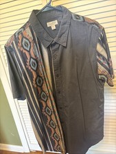 Sun  Stone Short Sleeved Geometric Print Button-Down Shirt