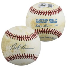 Indians Bob Lemon Authentic Signed Bobby Brown OAL Baseball BAS #BW89066