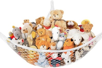 Stuffed Animal Net Hammock for Plushie L (67'' x 40'' x 40''), 1 Pack - White 