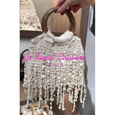 ZARA WOMAN NWT SS26 BEADED BUCKET BAG LIGHT BEIGE 6100/710/111