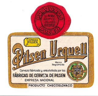 1950s FABRICAS DE CERVEZA DE PILSEN PLZEN CZECHOSLOVAKIA PILSEN URQUELL LABEL