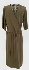 Zara Stretch Jersey Wide Sleeve Olive Green Dress, Size S, Excellent Condition