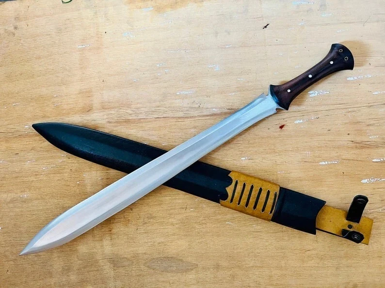 Custom Handmade Carbon Steel Blade Celtic Leaf Sword - Hunting Sword Camping