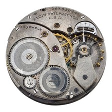 Vintage Elgin 17 Jewel 12 Size Pocket Watch Movement Parts 39mm 26783044 Lot 411
