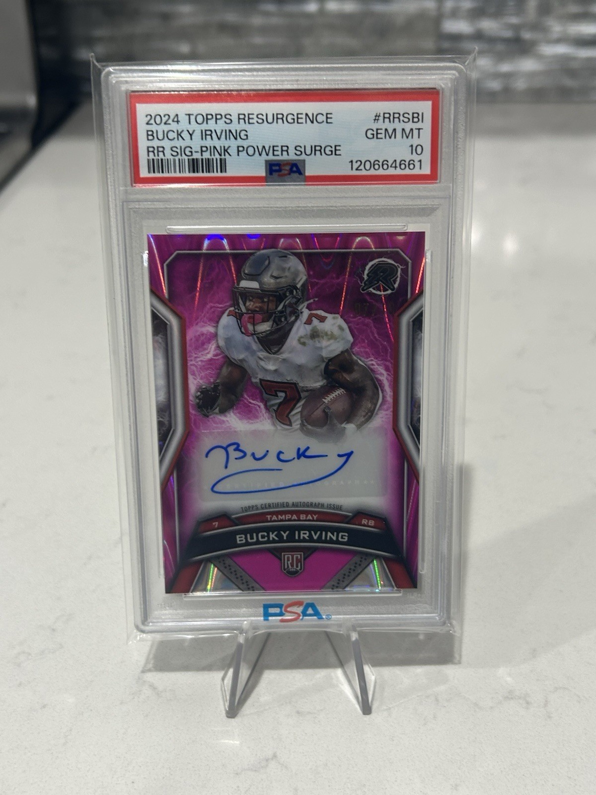 Bucky Irving Topps Resurgence Rookie Signatures #RRSBI Pink Power Surge