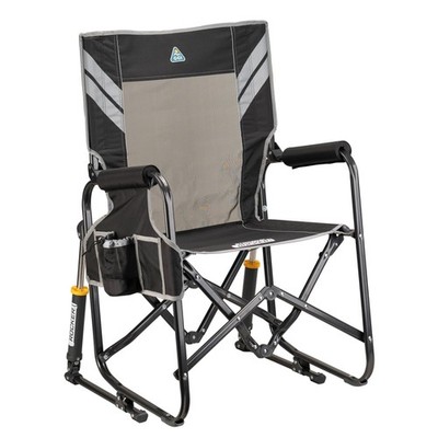 Stowaway Portable Rocking Camping Chair w/Armrests Drink Holder Varsity Blk/Gray