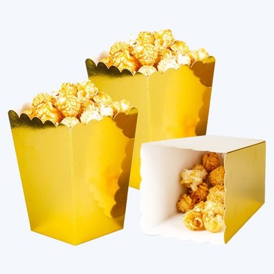 Set mit 24 kleinen goldenen Popcorndosen, Mini-Popcornbehälter aus Papier