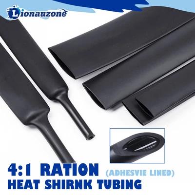 4:1 Heat Shrink Tubing Adhesive Lined Dual Wall Electrical Insulation Black Tube - image 1 of 4