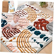 Baby Play Mats for Floor, 59x59 Playpen Mat for Babies, Extra 59x59 Inch Brown