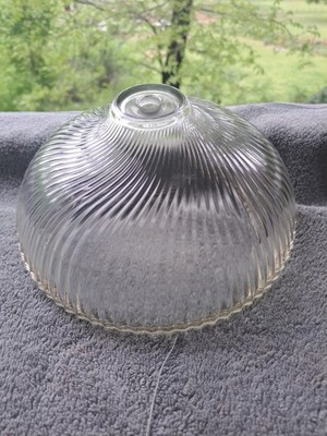 Vtg  8 1/2'' Diam 50s60s  Clear Ceiling Dome Cover Heavy Swirl Glass Center Hole