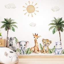 Safari Animals Wall Decal, Peel and Stick Nursery Animals Mural,Jungle Lion, ...