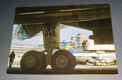 Postcard Frankfurt Airport Main Control Tower Lufthansa Aircraft Landing Gear Vintage 70