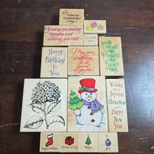 Lot of 14 Hero Arts Rubber Stamps Christmas Get Well Soon Flowers Valentines
