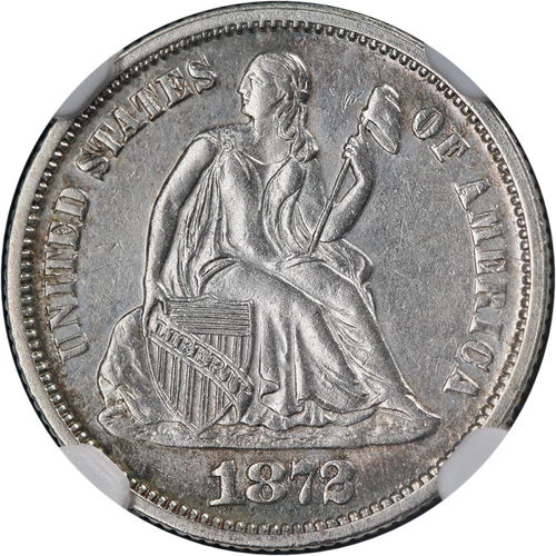 1872-P Seated Liberty Dime NGC AU Details Decent Eye Appeal Nice Strike