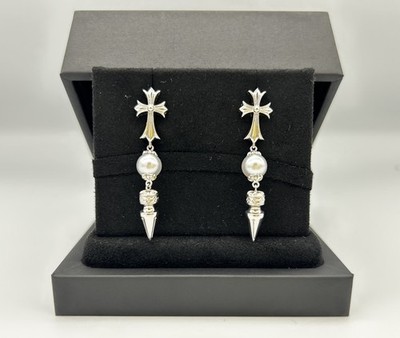 Mikimoto x Chrome Hearts CH Collab Spike Earrings with Akoya