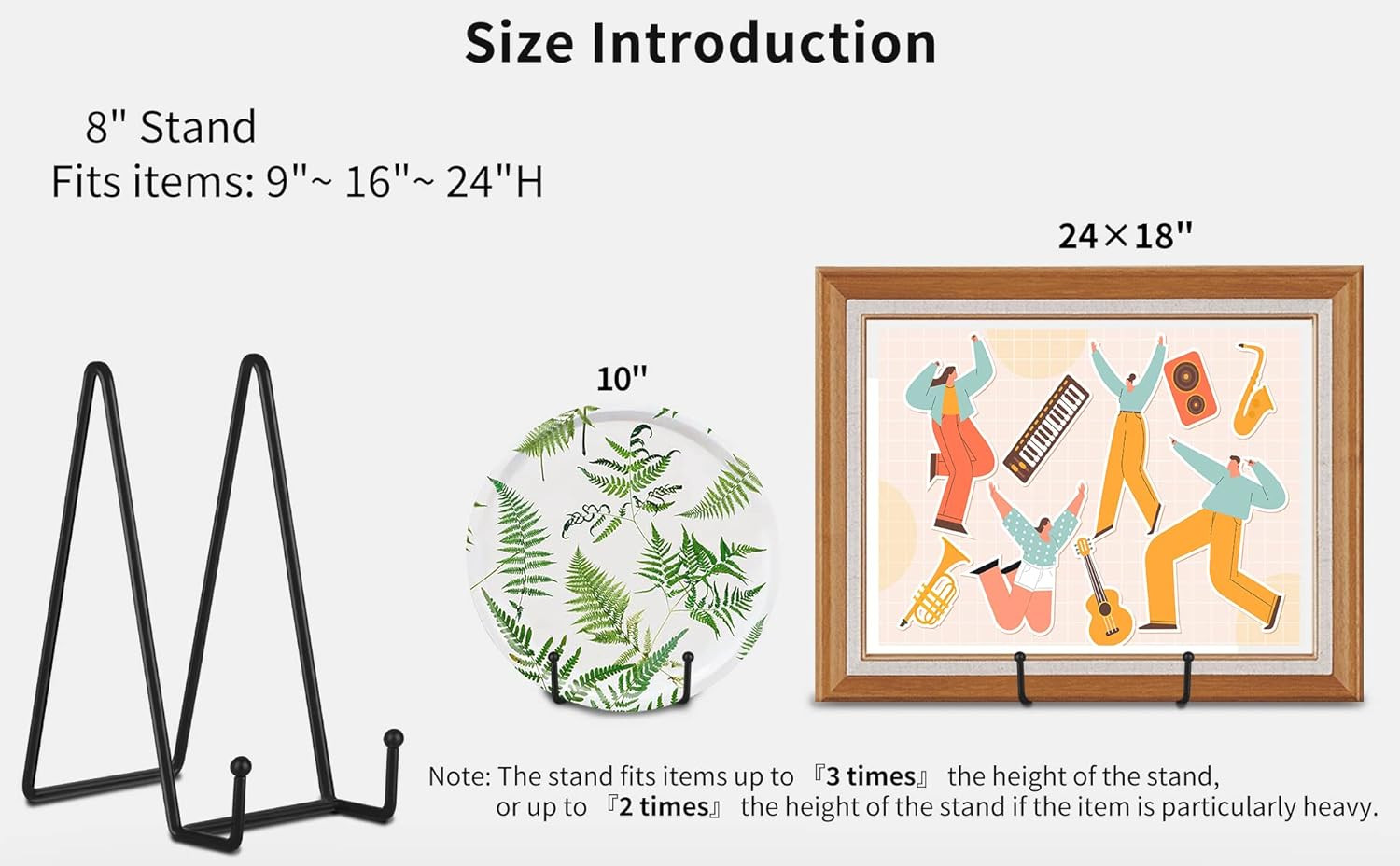 5 Pack 8 Inch Plate Holder Display Stands, Large Metal Black Frame Stand for Pic