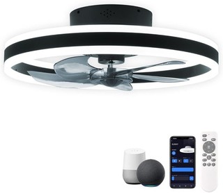Ø50cm LED Ceiling Fan for Auction 6 speeds Remote / App / Voice Control Black