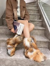 Fur Winter Boots   Custom Sizing Calf High Boots with Faux Shearling Lining