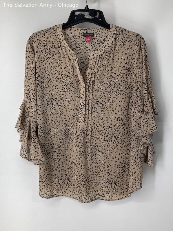 Vince Camuto Womens Beige Black 3/4 Sleeve Pullover Blouse Top Size 2X