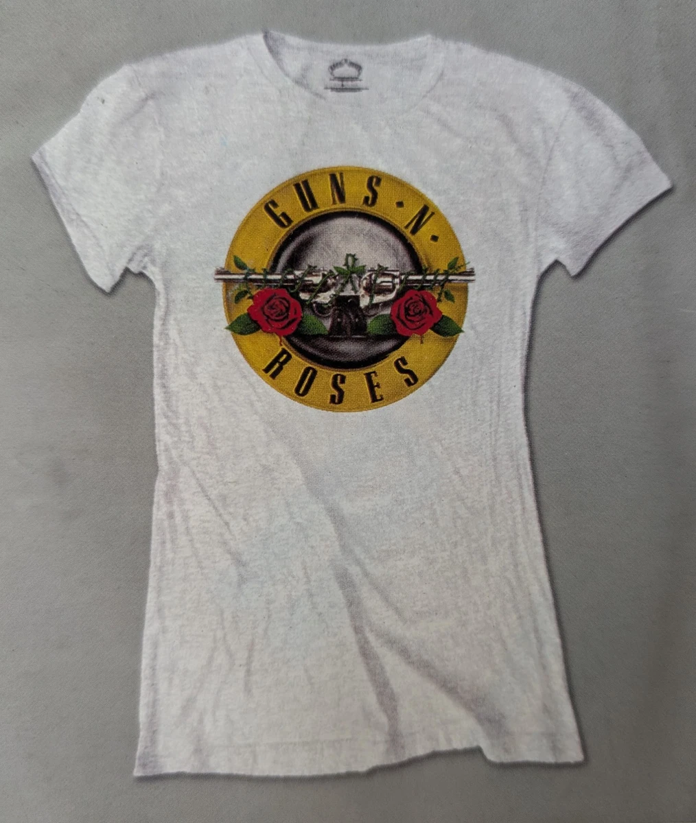 Maglietta Ufficiale Guns N' Roses - Logo Proiettile Bianco - Donna - Taglia Large