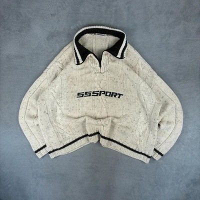 Sisters & Seekers Cream White Lifestyle Sssport Knitted Small Quarter Zip Jumper