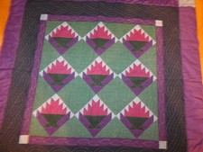 Flower Basket Quilt Handmade Hand Quilted 40 x 41"