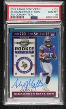2019 Contenders Optic Teal Prizm /149 Alexander Mattison PSA 10 GEM MT Auto 03xq