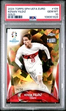 2024 Topps Chrome Sapphire Uefa Euro Kenan Yildiz Gold #109 PSA 10