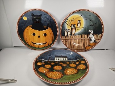 Vintage Halloween Plates ''Pumpkin Hollow'' Halloween plates Sakura Set Of 3