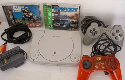 BUNDLE Sony Playstation 1 PSOne  Slim Console & Cables SCPH-101  2 GAMES