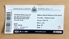 NEWCASTLE UNITED VS SHEFFIELD WEDNESDAY 2016 CHAMPIONSHIP FOOTBALL TICKET STUB
