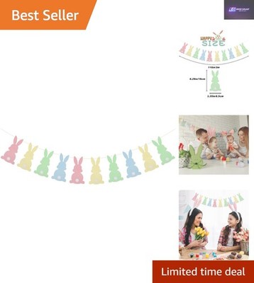 Erhellen Sie Ihre Ostern mit 10-teiligem buntem Hasenbanner - perfekt für Partys