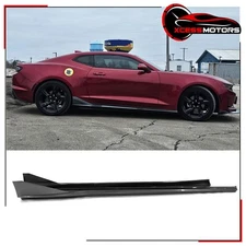 For 16-24 Chevy Camaro IKON V3 Style Side Skirts Panel Lip Carbon Fiber Print PP