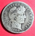 1900 US Barber SILVER Dime "Philadelphia" Mint! VG! Old US Old Coin!