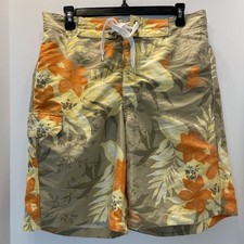 Panama Jack Board Shorts Swim Trunks Men's M Pattern Orange Tan Yellow Quick Dry