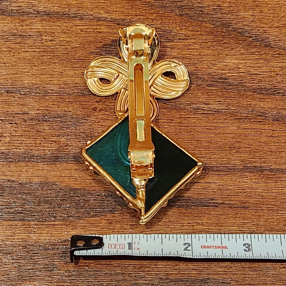 Lote de 3 pasadores de clip vintage de vitrales tono plomo y dorado Foto 3 de 4