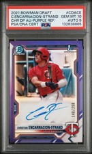 2021 PURPLE REFRACTOR #CDACE CHRISTIAN ENCARNACION-STRAND 140/250 PSA 10 AUTO 9