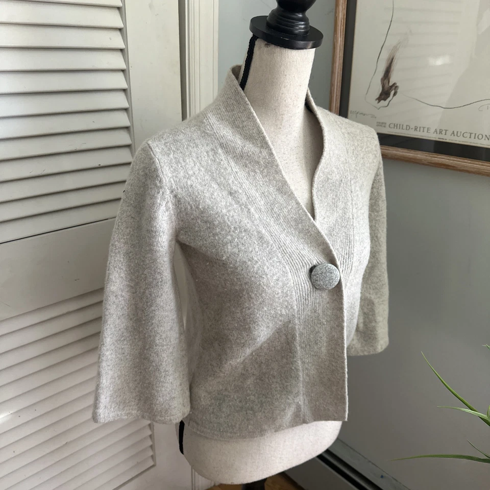 Suéter Vintage CAROLE LITTE Mujer Pequeño Beige Lana Angora Minimalista Preppy Foto 3 de 4