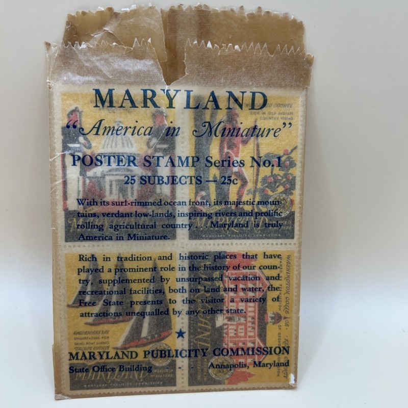 Official Maryland Poster Stamp Sheet of 25 Series 1