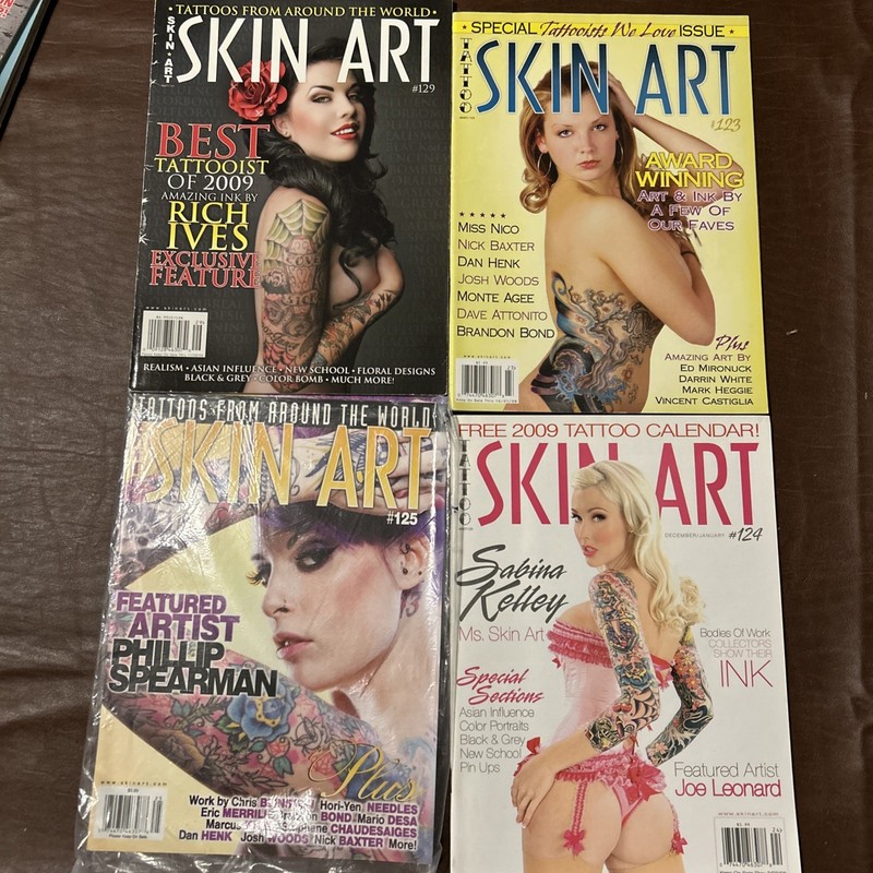 Lots of four skin art tattoo magazines