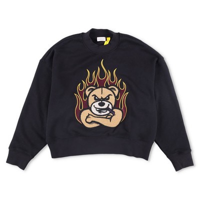 Moncler Palm Angels Damen Bear Flames Sweatshirt Schwarz XS UVP 565