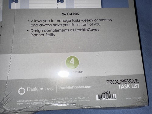 Franklin Covey Progressive Task List--Size 4--Classic 5.5" x 8.5"--2 Packs of 26 - Picture 2 of 3