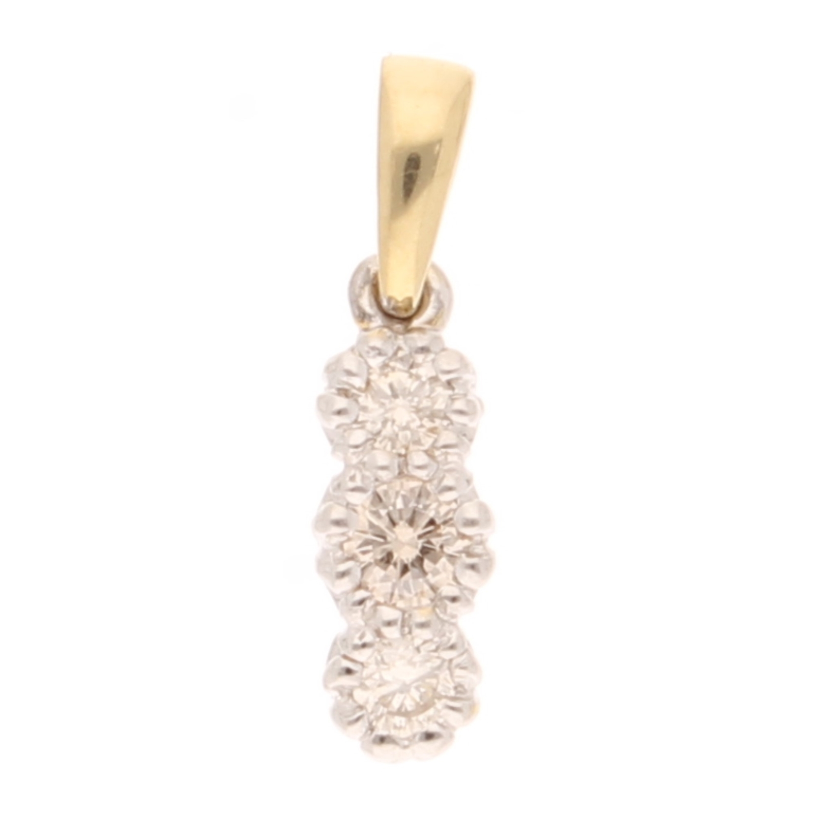 18Carat Yellow & White Gold 0.30ct Diamond Three-Stone Pendant (4.5x13mm)