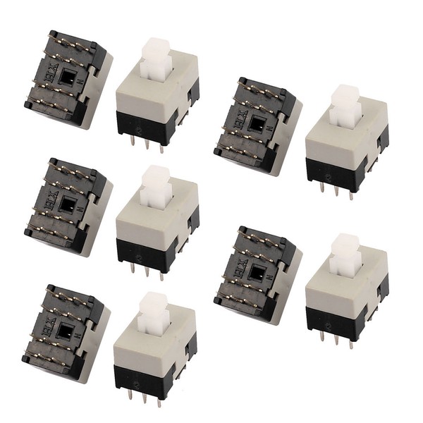 NA 10Pcs 4 Pin Square 4.7mmx4.3mmx1.6mm Mini self-Locking DPDT Button Switch