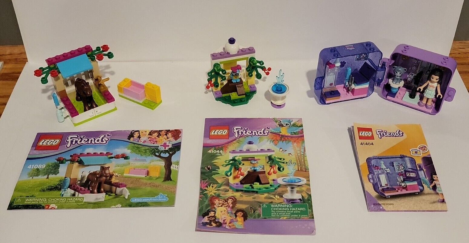 Lego Friends LOT: Little Foal (41089), Macaw's Fountain (41044) & Emma (41404)