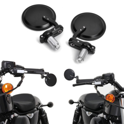 Universal Motorcycle Round Handle Bar Grips End Rearview Mirrors Best Price US