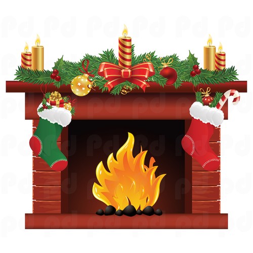 Holiday Fireplace Wall Decal Winter Christmas Window And Wall Decorations, h92 - Picture 4 of 5