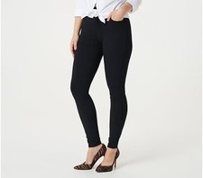 Susan Graver Premium Stretch Ankle Leggings Pockets-Black-Petite Small-A382213