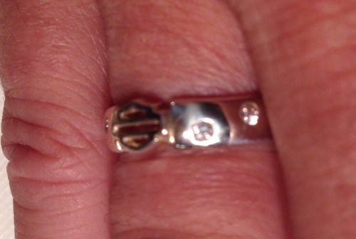 ¡RARO! Anillo grueso de platino Stamper Harley Davidson con 6 piedras 6,5 - Imagen 4 de 6