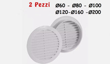 Griglia areazione 2 Pezzi diam. Ø80-100-120-160-200 rotonda PVC Bianco aria muro